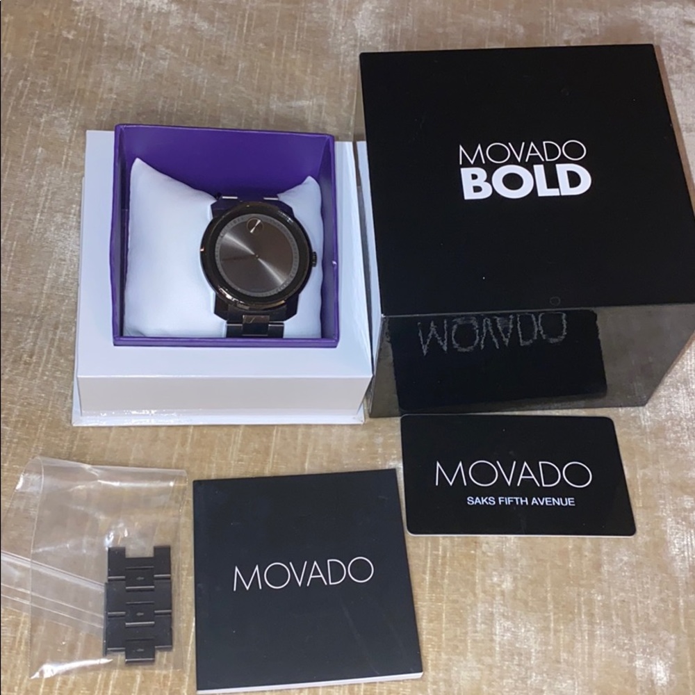 Large Movado BOLD watch, 42 mm black.